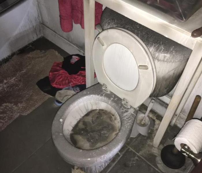 Bathroom damaged after a fire 