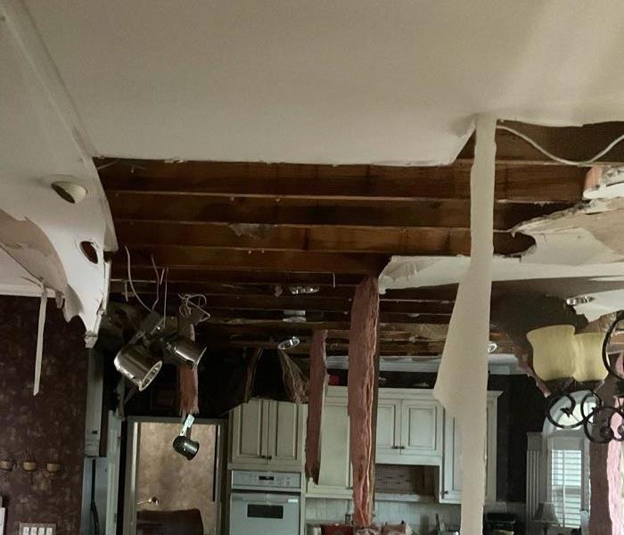 Fallen wet drywall in an Atlanta kitchen